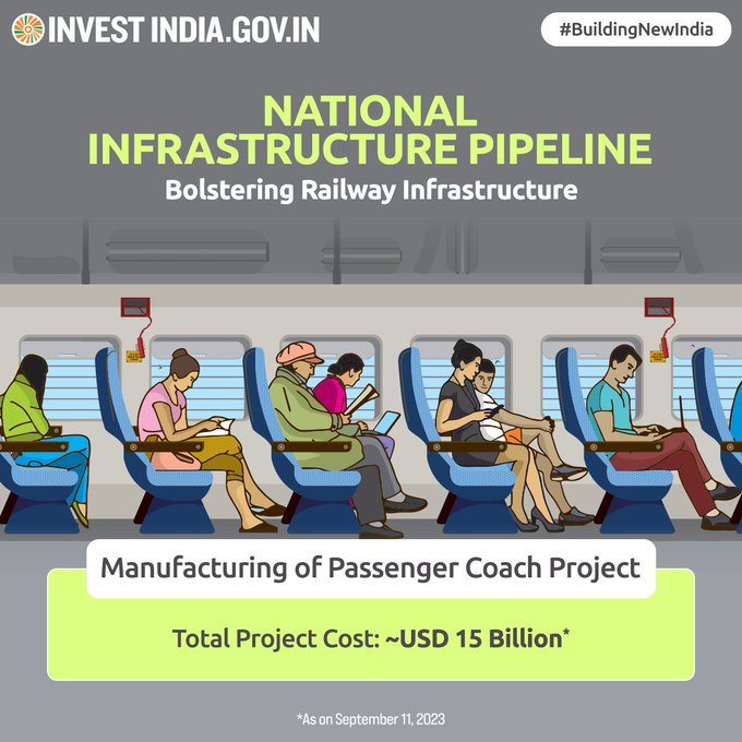 InvestIndiaISR's tweet photo. Under #NIP, the Manufacturing of Passenger Coach Project stands as a remarkable testament to the fusion of engineering prowess, innovation &amp; human comfort in #NewIndia’s railways sector.

Know more: https://t.co/6mRjFUjFgH

#BuildingNewIndia @tal_becker @BernsteinReich @IsraelFTA https://t.co/zdiAc1VHr2