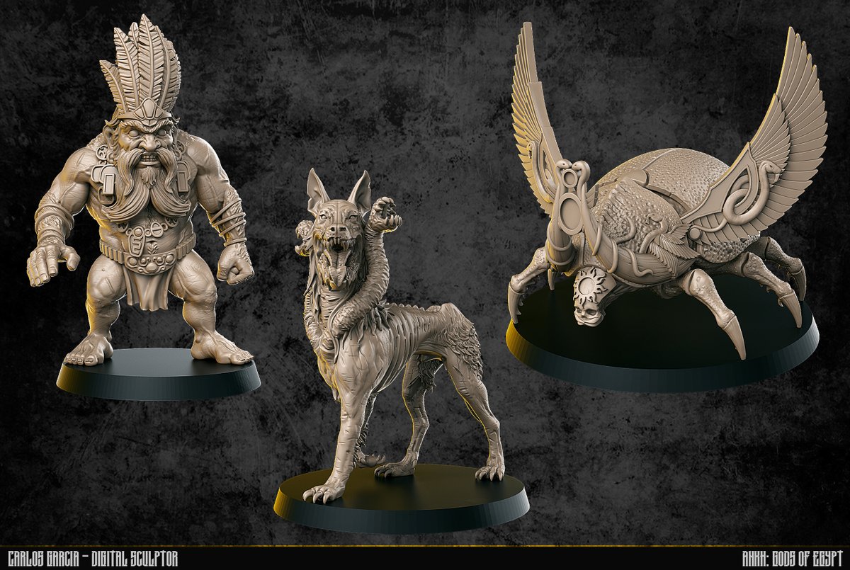 xarlipix's tweet photo. Voy a darle otra oportunidad al hilo, a ver si lo ve alguien que le gusten estas cositas. Por aquí algunas de mis minis para el juego de mesa Ankh: Gods of Egypt. https://t.co/cbyr5VTImL