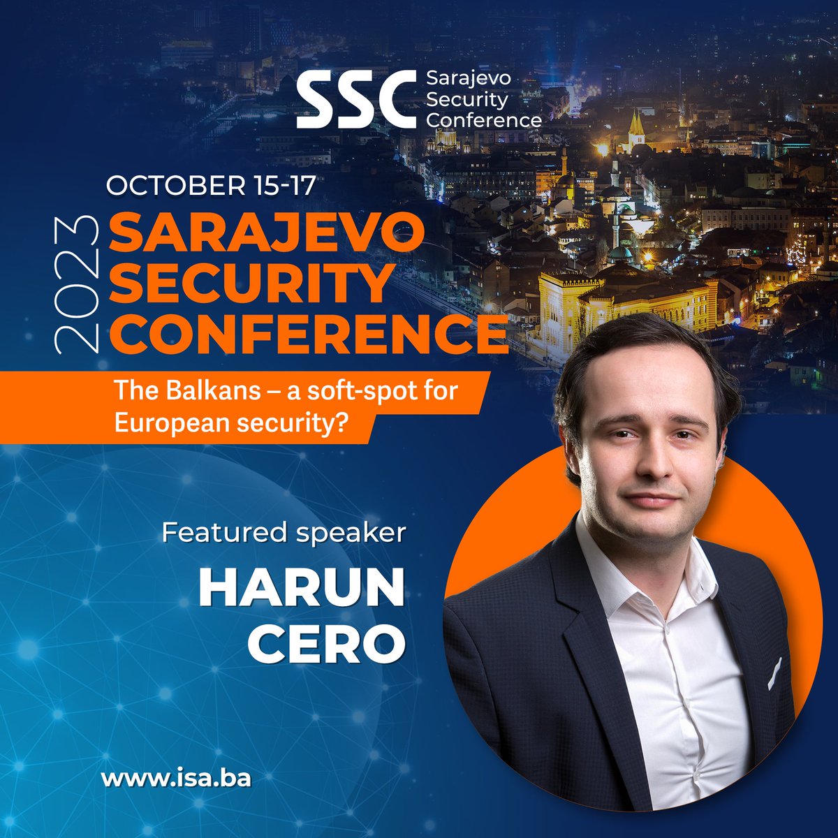 Delighted to announce that, apart from our partnership with <a href="/FES_SOE/">FES Dialogue SOE</a>, their Project Manager for Security and Democracy and a renowned regional analyst <a href="/CeroHarun/">Harun Cero</a> is our featured speaker for #SSC2023! 

For more info on the conference, reach out to us via isa.ba!