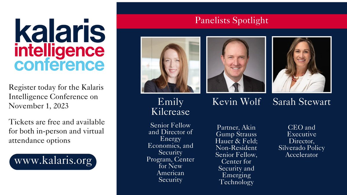 Get to know the panelists for “Shaping the Terrain: How the United States Can Promote Innovation and Protect Critical Technology” #Kalaris2023
🎤 Emily Kilcrease
🎤 Kevin Wolf
🎤 Sarah V. Stewart

RSVP: kalaris.org

<a href="/CSETGeorgetown/">CSET</a>
<a href="/Georgetown/">Georgetown University</a>
<a href="/georgetownsfs/">Georgetown SFS</a>