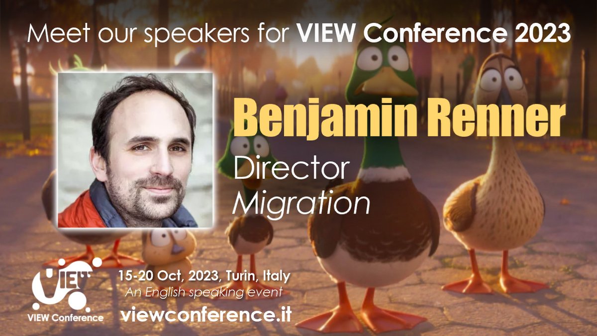 fabiodizz's tweet image. #ViewConference announce an Italian premiere talk on @illumination  lates film, #Migration , by Director @BenjaminRenner .

Migration releases on 22 December in #theater .

⭕ Tickets are now available : 
viewconference.it/pages/registra…

📆15-20 Oct 2023 | Turin | Italy

 #animation