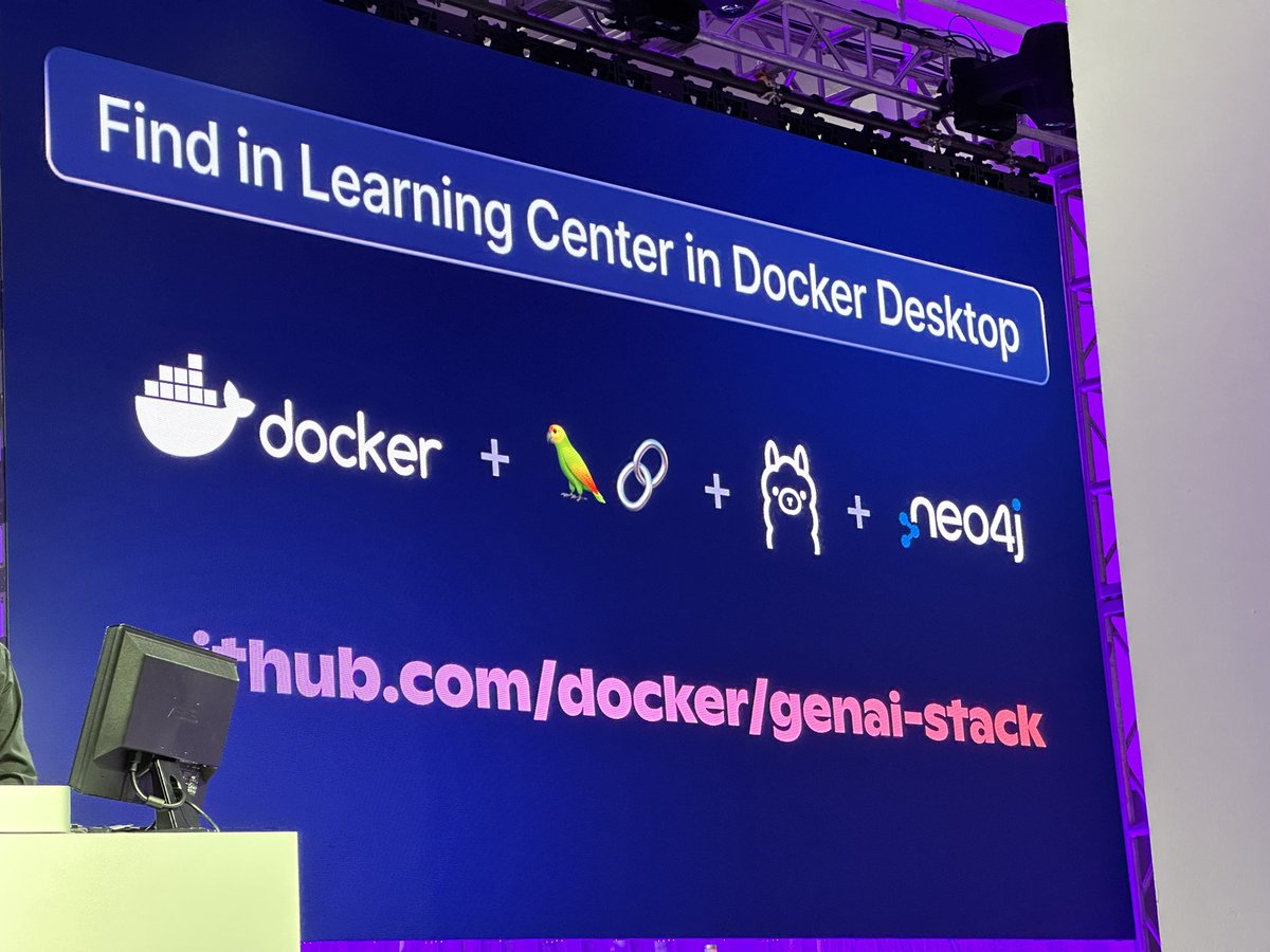 Great live demo of using generative ia locally using Docker, Ollama, @neo4j and @LangChainAI with augmented data from StackOverflow!

#DockerCon