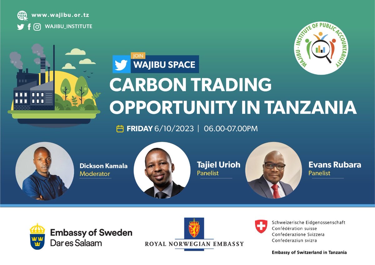 Happie_Thom's tweet photo. Do you know how organization/individual can participate and what are strategies to reduce emission and gain credits? 

@InstituteWajibu will host space tomorrow, set reminder to join the conversation👇
https://t.co/qbw039SdxA…… 

#Accountability4ClimateAction https://t.co/pmTUcwpXSq