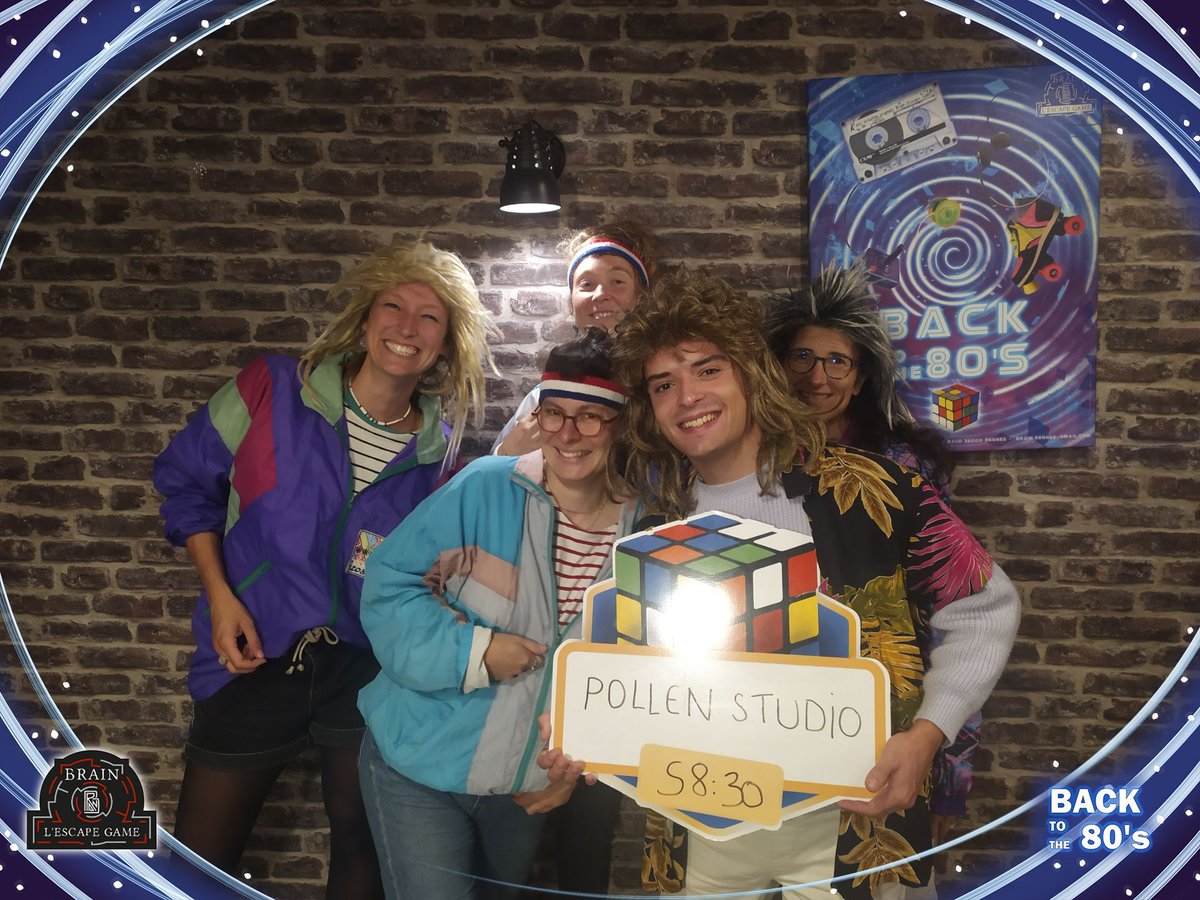 Aujourd'hui, dure journée de travail chez Pollen : pour notre 5e aprèm surprise, Juliette nous a emmenés faire un escape game. 
Retour en 1989, en mode Capitaine Flam, Rocky, Banga, Space Invaders, et Retour vers le futur... 😎