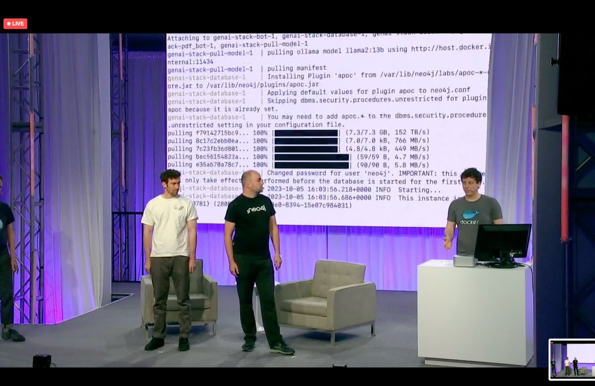 karolykassjr's tweet image. 🔴 @justincormack, CTO @Docker kicks off #DockerCon Day 2 🤓🎉 
Let&apos;s have a little adventure in the world of #GenerativeAI. 
DockerCon Keynote Day 2: Docker &amp;amp; AI: Let&apos;s Change The World - Again!
#DockerCon23 #DockerCommunity #docker🐋 #AI #ArtificialIntelligence #GenAI