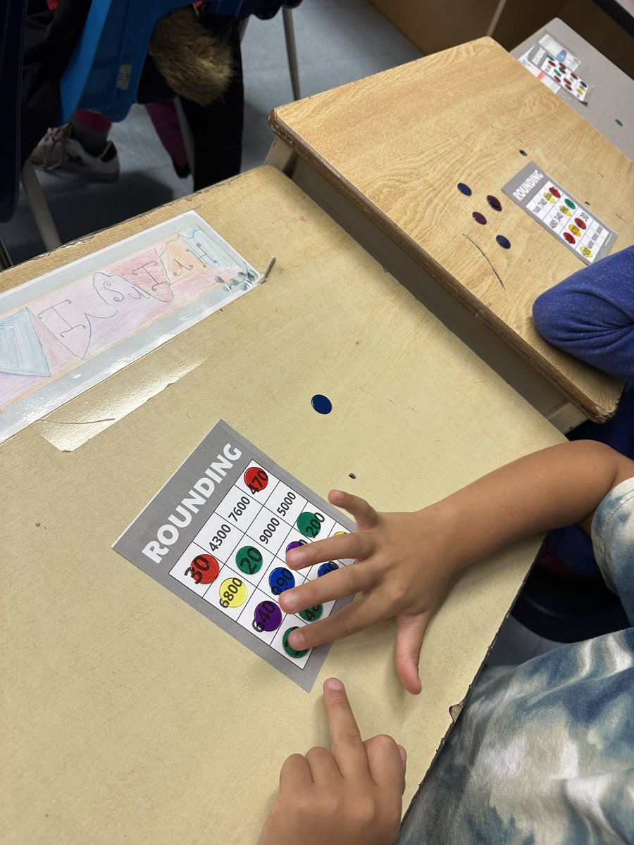 Today Ss played rounding bingo to work on rounding to the nearest 10, 100 &amp; 1000. I was able to find a website to make 4 sets of different bingo cards with a variety of numbers on them. They were so engaged the entire time and had so much fun!🥰🎉