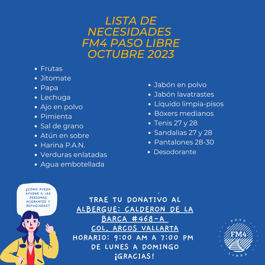 FM4PasoLibre's tweet photo. Con tu ayuda ¡en esta casa los sueños siguen vivos! 
Tus aportes económicos son de mucha ayuda para cubrir los gastos del Centro de Atención a Migrantes y Refugiados.
Aquí puedes donar:
https://t.co/pV7CIwxSu3 https://t.co/8NsW3aMxgn
