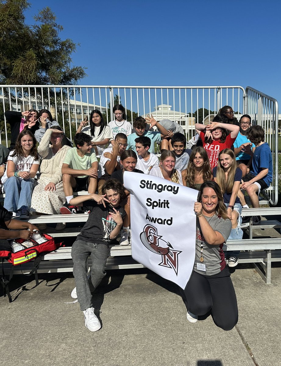 greatneckms's tweet photo. Pep rally fun!  Minute to win it games, grade level spirit competition, and student + teacher performances. Don’t sleep on Mr. Mitchell’s performance at the end. @TQuinnVB @BryceMitchell21 @MBrianaJennings @vbschools https://t.co/fRVwm5WbmO