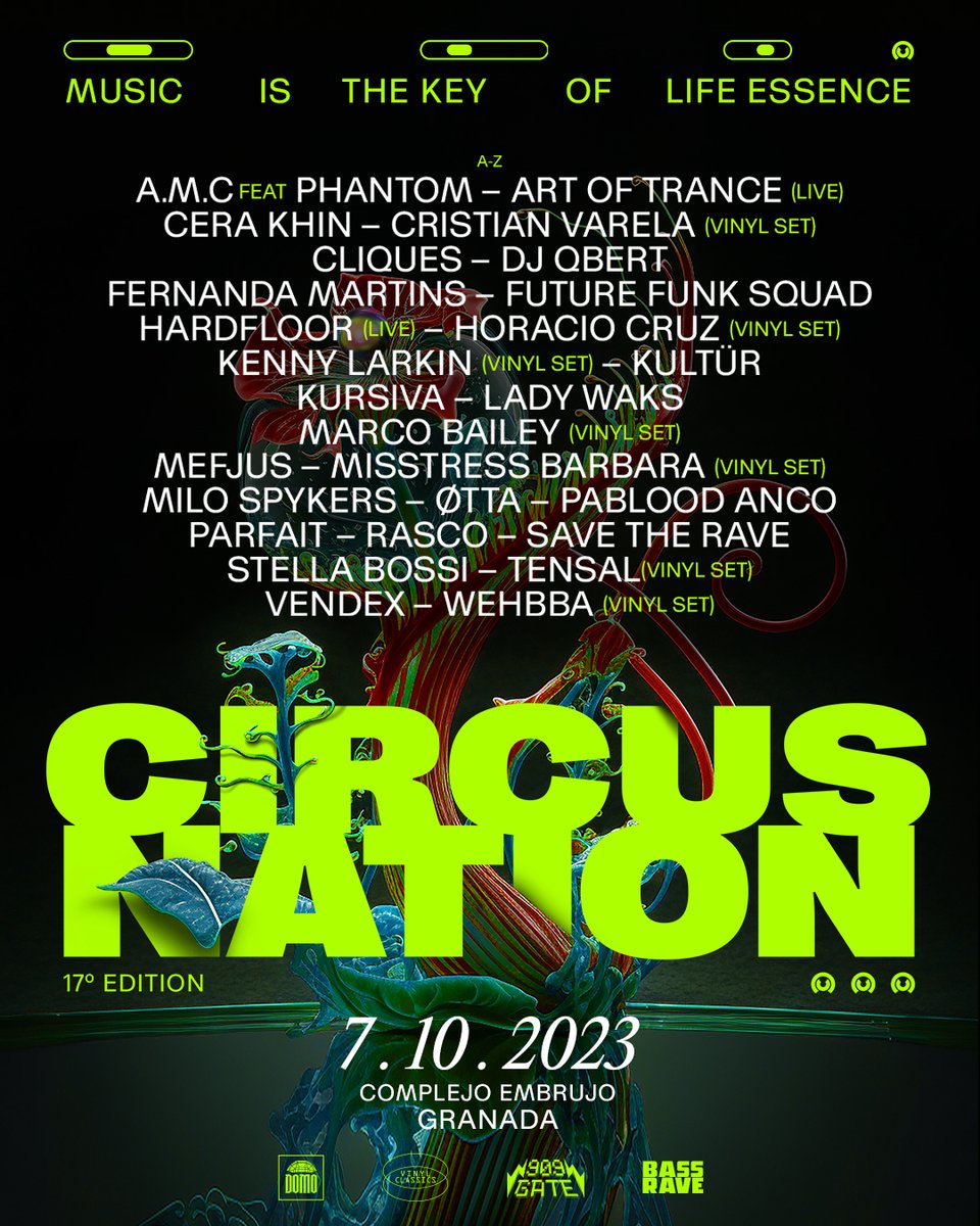 Cartel completo Circus Nation 2023 
Complejo Embrujo - Granada.