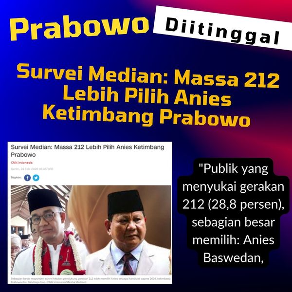susilo2181's tweet photo. Survei Median: Massa 212 Lebih Pilih Anies Ketimbang Prabowo https://t.co/yUZQPQvaOr
