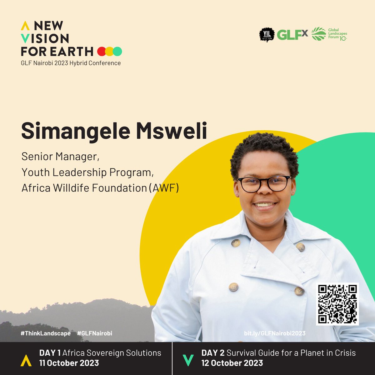 Simangele Msweli-Ratsoana 🇿🇦🇰🇪 (@mswelisimangele) on Twitter photo I am honoured to be a speaker in the upcoming <a href="/GlobalLF/">Global Landscapes Forum (GLF)</a> Conference, to be hosted from 11 to 12 October, 2023. You can register here to join virtually or physically: conference.globallandscapesforum.org/nairobi-2023. This is yet another opportunity to build a movement for biodiversity and climate action! I am honoured to be a speaker in the upcoming <a href="/GlobalLF/">Global Landscapes Forum (GLF)</a> Conference, to be hosted from 11 to 12 October, 2023. You can register here to join virtually or physically: conference.globallandscapesforum.org/nairobi-2023. This is yet another opportunity to build a movement for biodiversity and climate action!