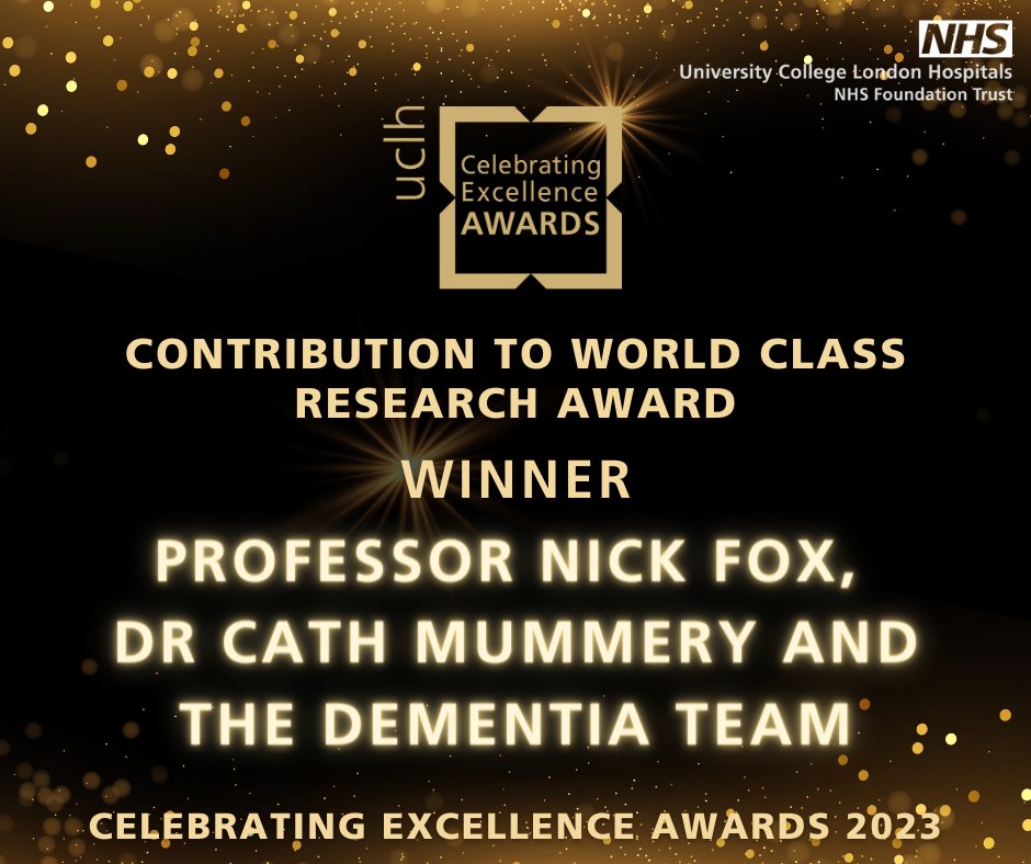 Our Contribution to World Class Research Award goes to...Professor Nick Fox, Dr Cath Mummery and the Dementia Team!

Well done and thank you for all your truly inspirational and ground-breaking work in Alzheimer's Disease and fronto-temporal Dementia.