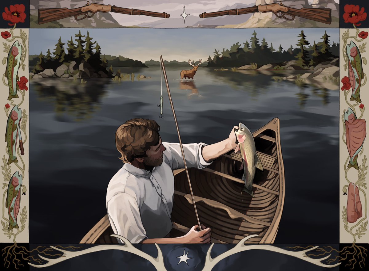 the amount of times I took Arthur out fishing to get references for this drawing #RDR2