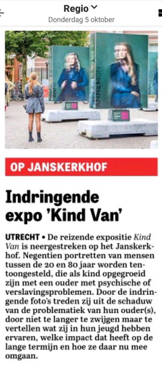 EricRoeske's tweet photo. Indringende expo 'Kind Van' op het #Janskerkhof #KindVan 
https://t.co/uvxw85CRo0 
In #Telegraaf_Utrecht 
📸  Menno Bausch 
@Trimbos https://t.co/4mMLcMngOF