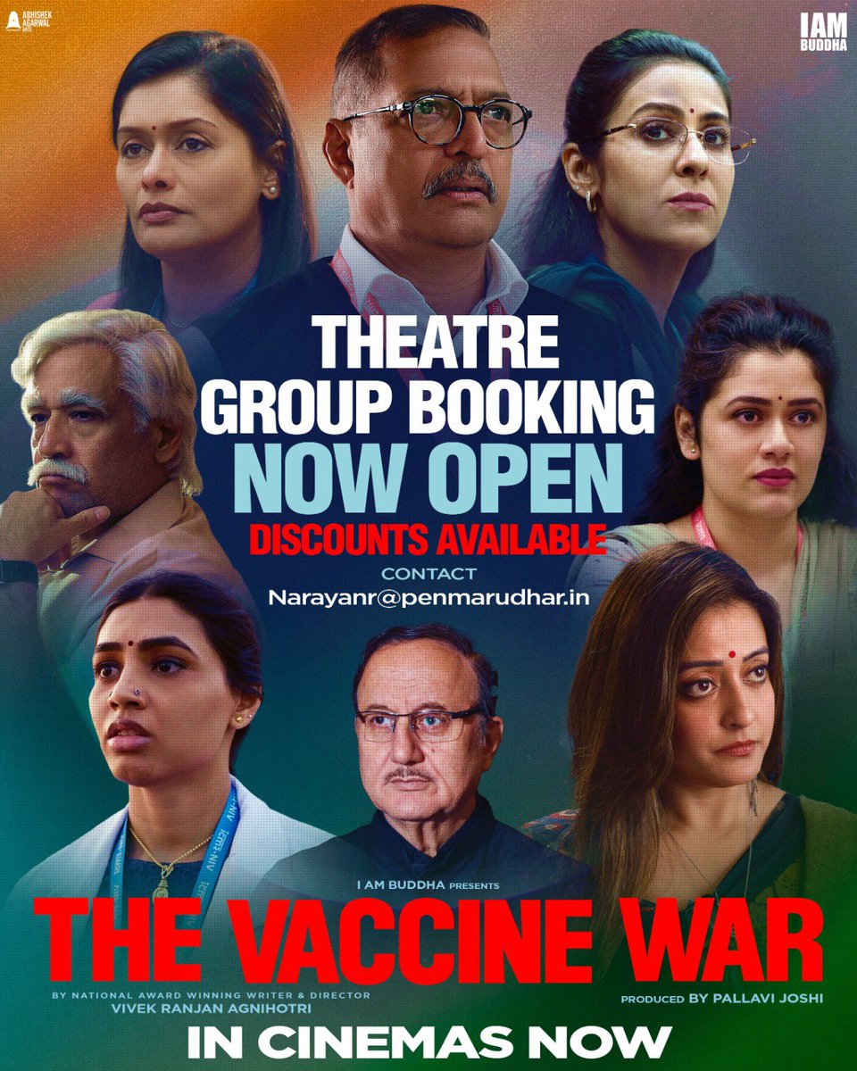 Theatre Group Bookings for #TheVaccineWar Open Now. Contact the mentioned person👇for discounts.