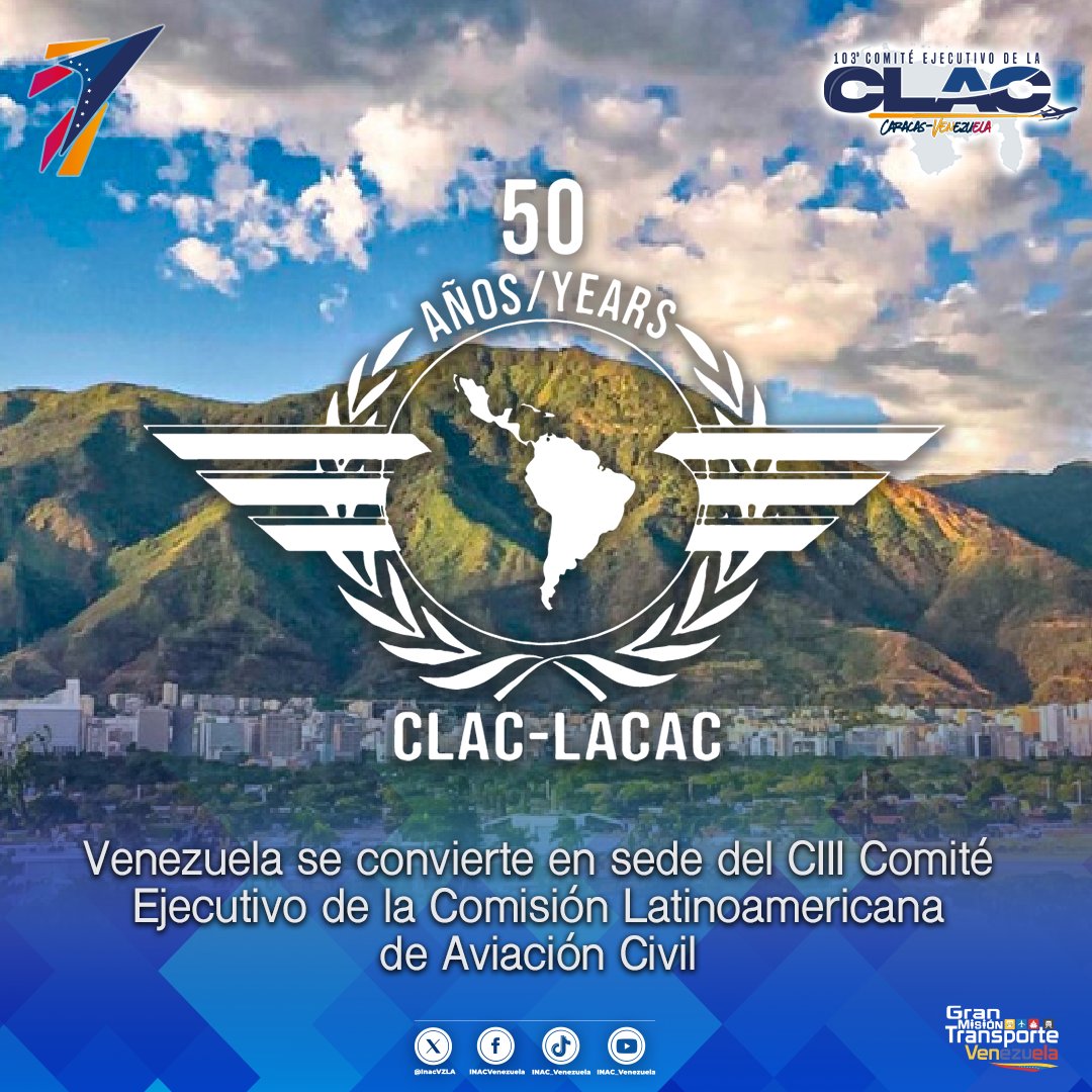 inac_ve's tweet photo. #NotasINAC 🗞️Venezuela se convierte en sede del CIII Comité Ejecutivo de la Comisión Latinoamericana de Aviación Civil➡️ https://t.co/y4Qzvj4e0v https://t.co/C7N2U6BqV4