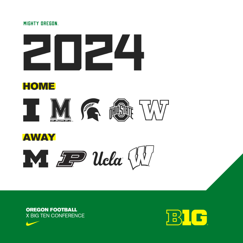 oregonfootball's tweet photo. B1G News.

The @bigten has announced conference matchups for 2024-28.

#GoDucks