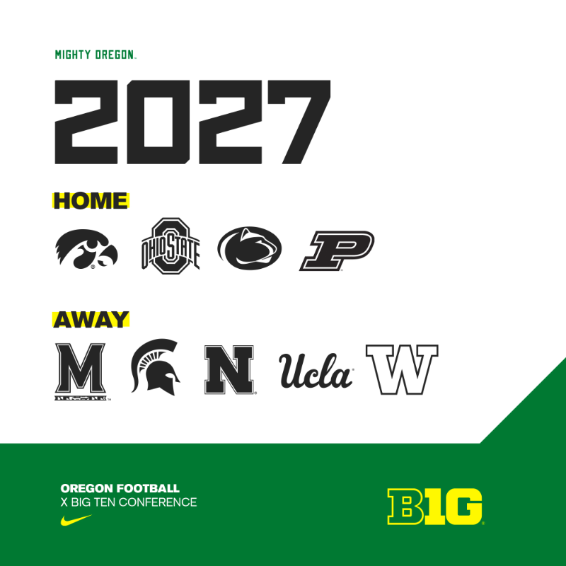 oregonfootball's tweet photo. B1G News.

The @bigten has announced conference matchups for 2024-28.

#GoDucks