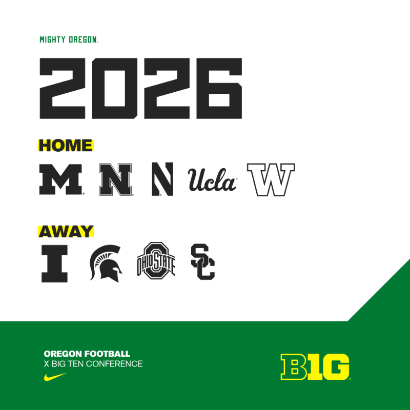 oregonfootball's tweet photo. B1G News.

The @bigten has announced conference matchups for 2024-28.

#GoDucks