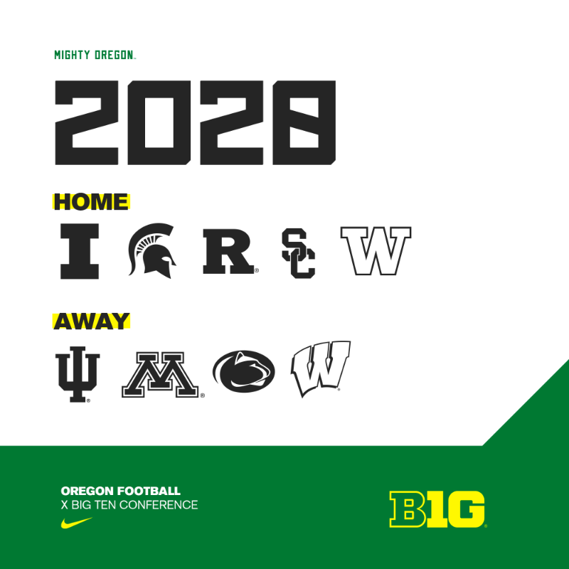 oregonfootball's tweet photo. B1G News.

The @bigten has announced conference matchups for 2024-28.

#GoDucks