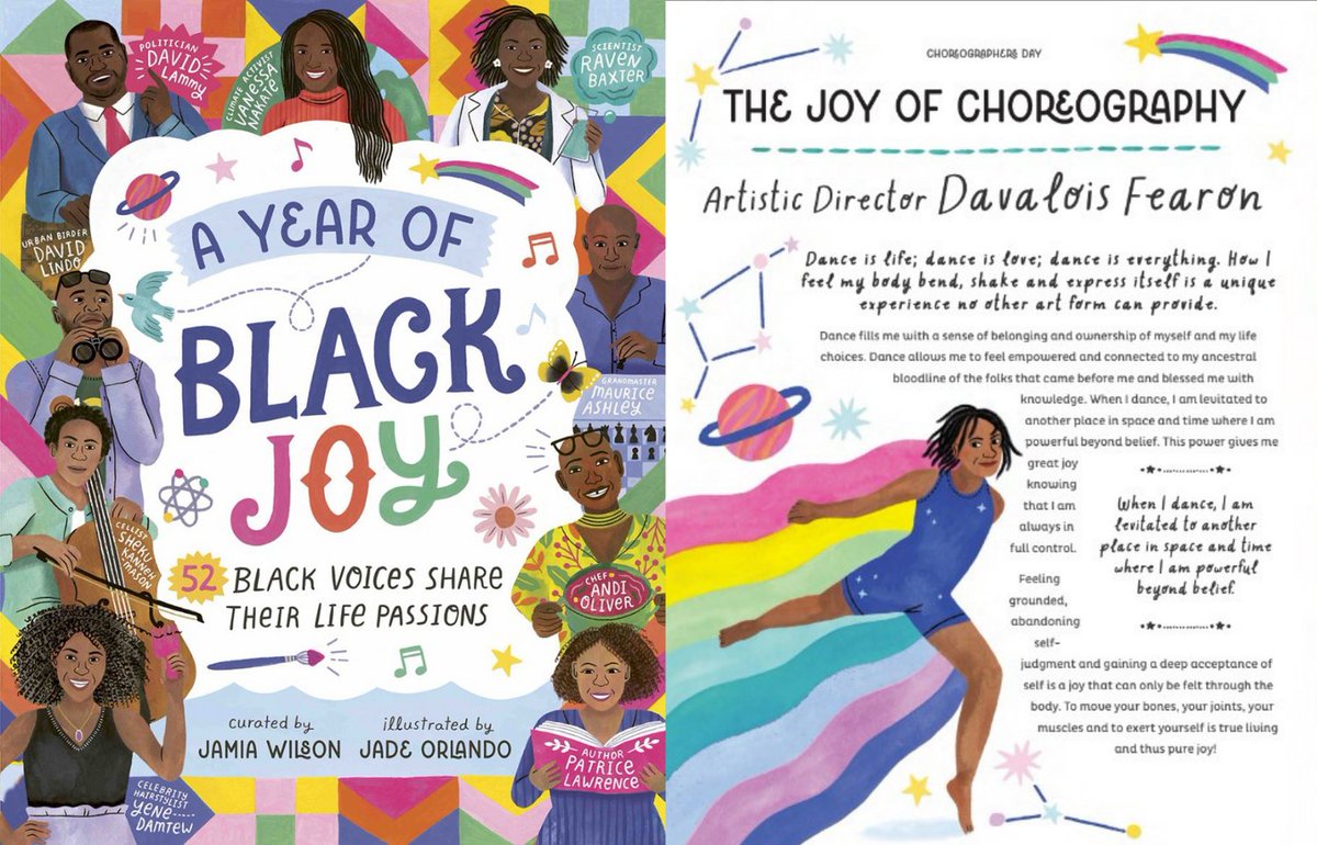 Now Available for purchase !!!!   A Year of Black Joy includes Davalois Fearon and the joy of choreography.
Curated by award-winning author Jamia Wilson,  illustrated by Jade Orlando, and published by Magic Cat.
 
Purchase on Amazon: amzn.to/3Yp2ZF6