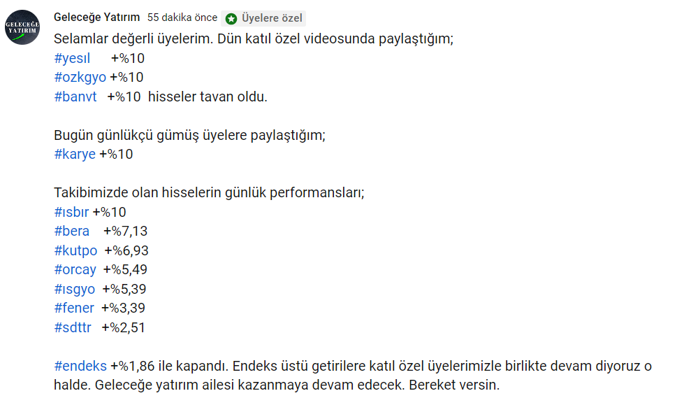 Bugünkü genel durum...
#yesil #ozkgyo #banvt #karye #ısbır #bera #kutpo #orcay #isgyo #fener #SDTTR #CWENE #petkm #hatsn #bist100 #XU100 #endeks #tavan