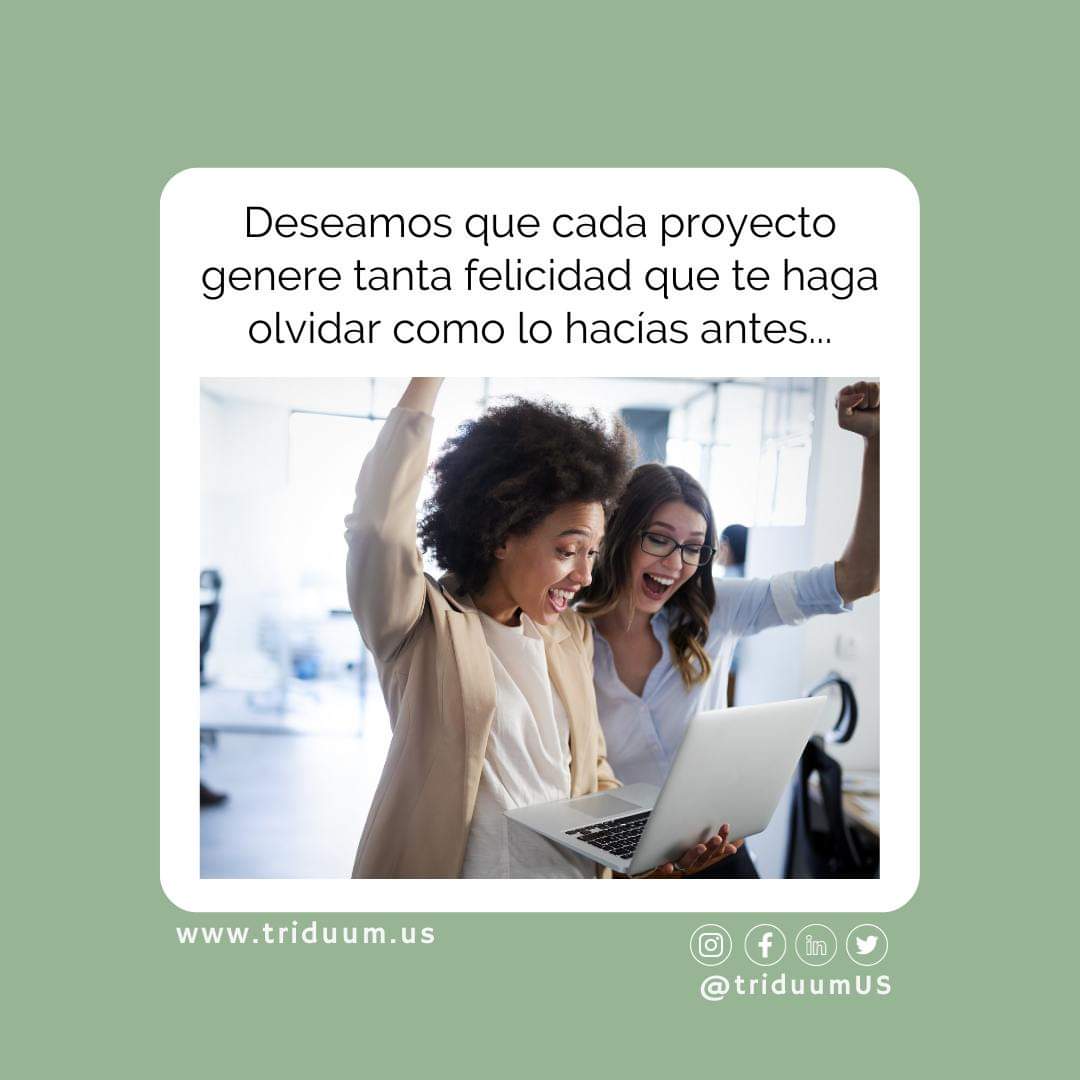 TriduumUs's tweet photo. Lo que más disfrutamos al desarrollar cada proyecto es hacer que la vida de las personas sea un poco más fácil , es usar la tecnología a favor del cliente y que esto pueda impactar todo su entorno laboral, familiar y personal. Nosotros queremos aportar un poco más de felicidad. https://t.co/CQzHEjBUH0