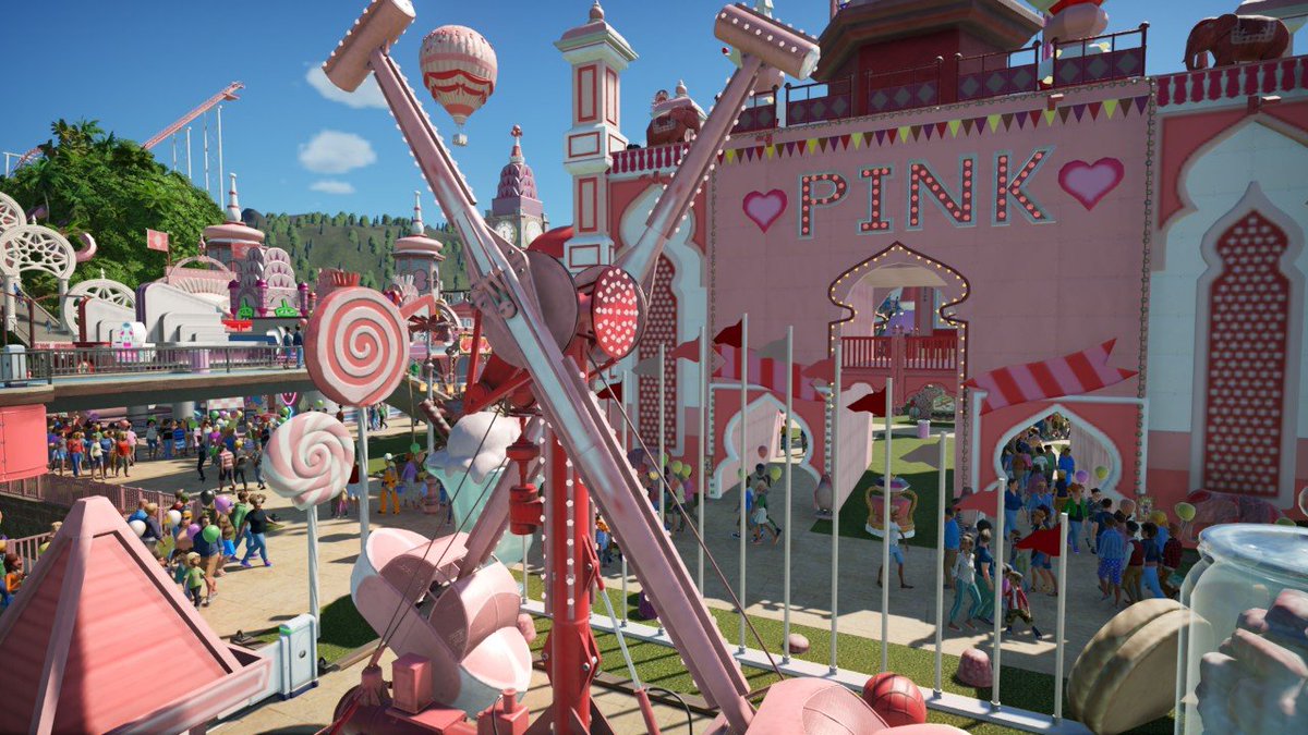 PlanetCoaster's tweet photo. Pretty in pink this #ConsoleThursday! 🍭  A spectacular array of sweet colours, Pink! by by nantokanare8wa0 is sure to make you smile. 

Take a look on the #FrontierWorkshop for PlayStation: https://t.co/OYgJnA1S0j https://t.co/SeWaiRtqyn