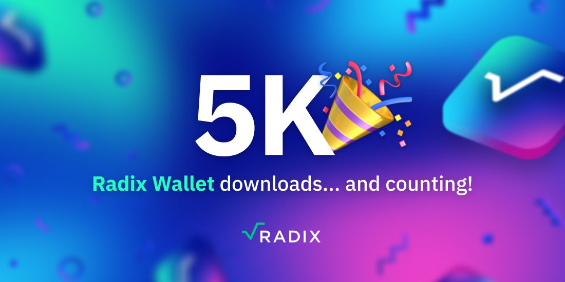 The Radix Wallet has hit 5,000 downloads in just a few days of being live.

Here's to the next 5,000! 🥂

👉 wallet.radixdlt.com