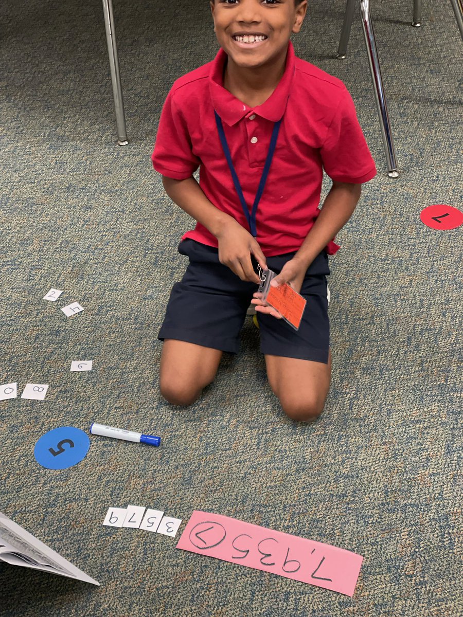MajorElementary's tweet photo. Comparing whole numbers to the 100,000 place. Students created numbers to make the sentence true! #MajorAllStars #GoWade https://t.co/WshGl0O4GJ