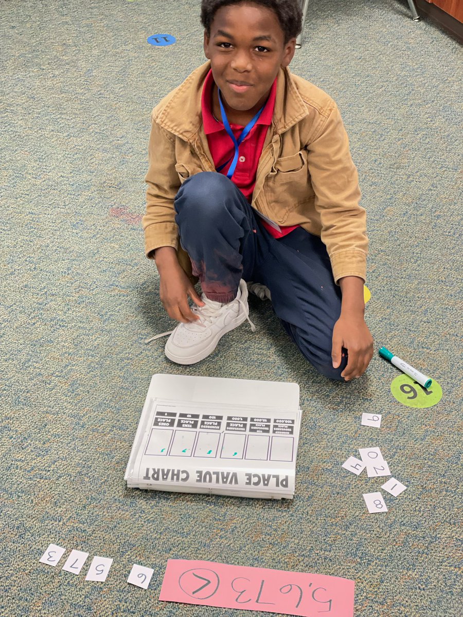 MajorElementary's tweet photo. Comparing whole numbers to the 100,000 place. Students created numbers to make the sentence true! #MajorAllStars #GoWade https://t.co/WshGl0O4GJ