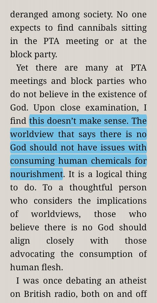 'The worldview that says there is no God should not have issues with consuming human chemicals for nourishment.' W. Mark Lanier. Atheism on trial.