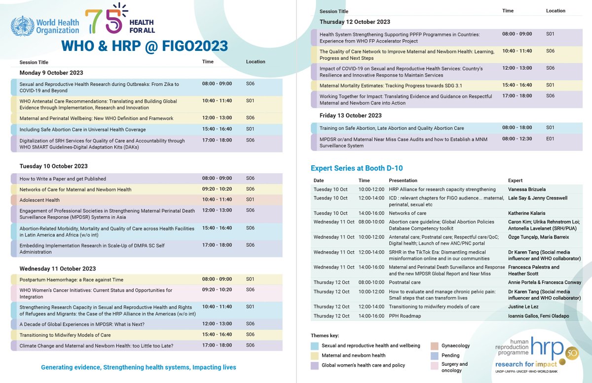 Heading to #FIGO2023? @WHO/@HRPresearch will be there. Engage with our 24+ sessions, be at the launch of the #PPH Roadmap, come by our booth to hear from our experts! Learn more: bit.ly/3tiqhB8