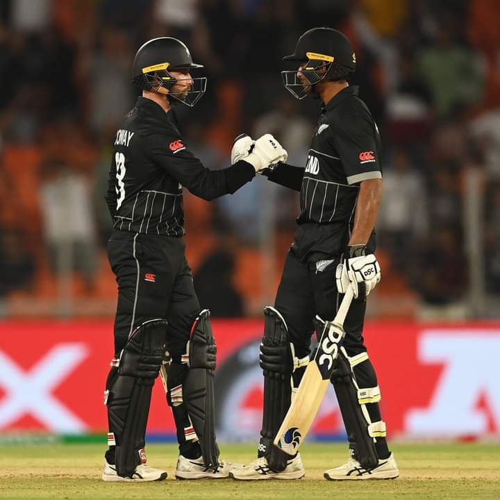 Looks like England's BazBall strategy backfired here 😑. 

Absolutely Sensational..!! Fearless batting by both lefties 💯.  And a Great Day Indeed for Ravindra. Incredible Start for kewi...👏

#ENGvNZ #cwc23india

 Image by <a href="/ESPNcricinfo/">ESPNcricinfo</a>