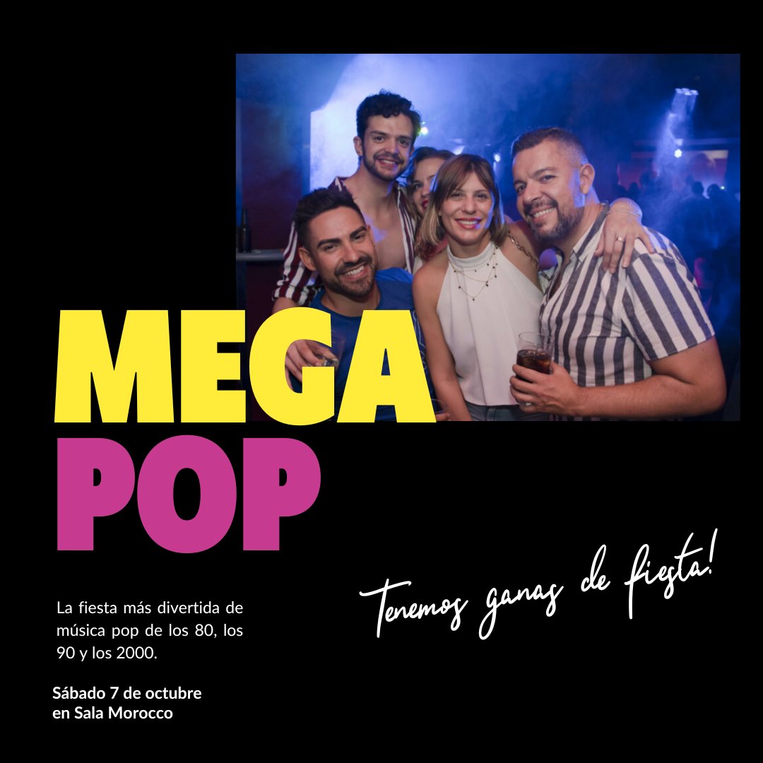 🛑 Deja de buscar plan para el finde y vente a #MegaPop a disfrutar del mejor por nacional e internacional de las últimas décadas.

Te esperamos solo a unos metros de Gran Vía!

#SalaMorocco #planesmadrid #madrid #pop