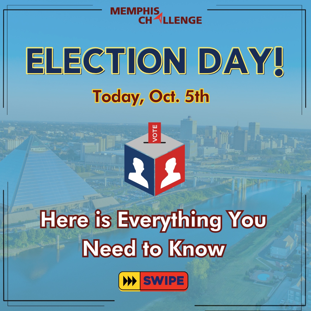 MemChallenge's tweet photo. Memphis, your voice matters! 🗳️ Today, Oct. 5th, from 7am-7pm, let's make history together. Get out and cast your ballot in the mayoral election. ⁠✨ 
⁠
#MemphisChallenge #MemphisVotes #YourVoiceMatters #MayoralElection #Vote #Election #Memphis #MemphisMayor #VoteMemphis #901 https://t.co/6KmLc1Sapg