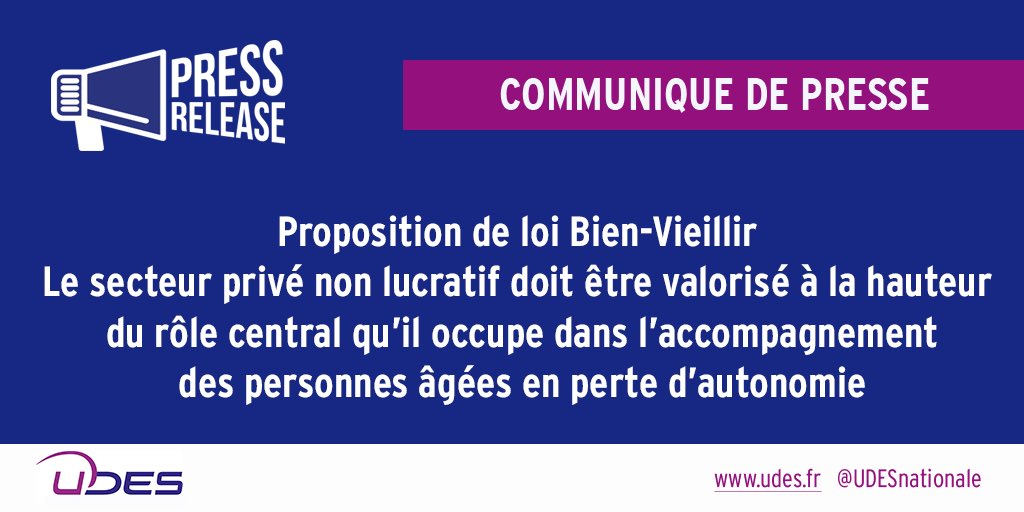 [COMMUNIQUE DE PRESSE📣] Proposition de loi #BienVieillir | Le #secteurprivé #nonlucratif doit être valorisé à la hauteur du rôle central qu’il occupe dans l’accompagnement des personnes âgées en perte d’#autonomie

👉 A lire : udes.fr/actualites/pro…