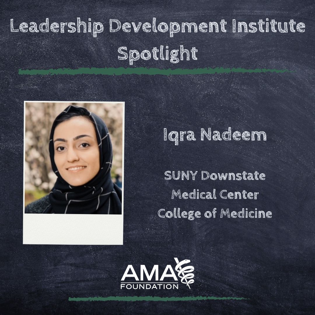 AMA Foundation (@amafound) on Twitter photo LDI spotlight: Iqra Nadeem is a fourth-year medical student at <a href="/sunydownstate/">SUNY Downstate</a> Medical Center College of Medicine. She is interested in the intersection of politics, sustainable medicine and socioeconomic stressors. Learn more at bit.ly/45D4zpN. #AMAFoundation LDI spotlight: Iqra Nadeem is a fourth-year medical student at <a href="/sunydownstate/">SUNY Downstate</a> Medical Center College of Medicine. She is interested in the intersection of politics, sustainable medicine and socioeconomic stressors. Learn more at bit.ly/45D4zpN. #AMAFoundation
