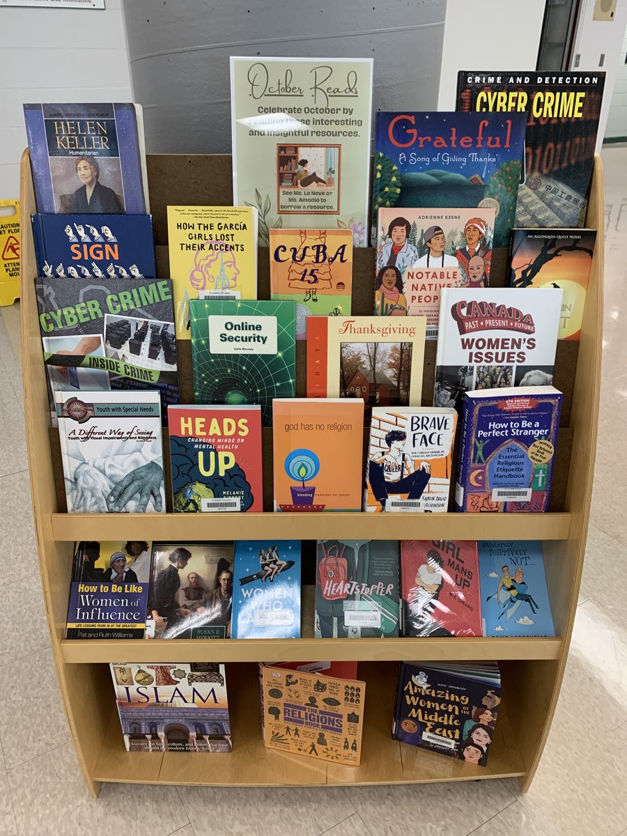 MsRacheleLaNeve's tweet image. Our wonderful #LibraryTechnician put together amazing displays &amp;amp; has created activities for the #CuriosityCorner for October. This month&apos;s displays focuses on: Mental Illness Awareness, Hispanic Heritage, LGBTQ History, and MORE! Stop by the #LLC to check these things out!