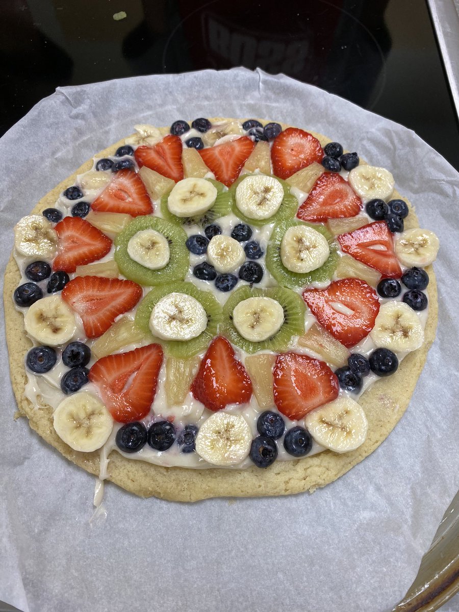 Fruit pizza competition today! Teamwork, creativity and ability to follow directions are key for this lab. Which one is the best? @cte2day #lifeskills #foodsteacher #CTEteacher #learningaboutfruit #beaneagle #sequoits