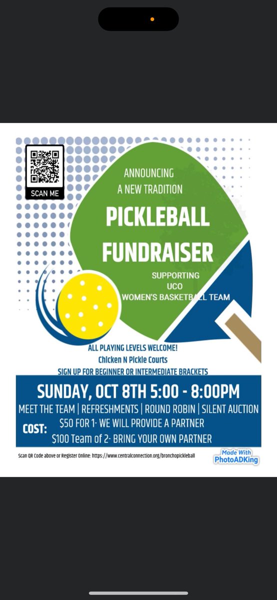 Last chance! Don’t forget to sign up for the first annual women’s basketball pickleball fundraiser! It will be held this weekend, October 8th at 5pm at Chicken and Pickle. There is still time to register! If you are interested please email me at eandrews5@uco.edu