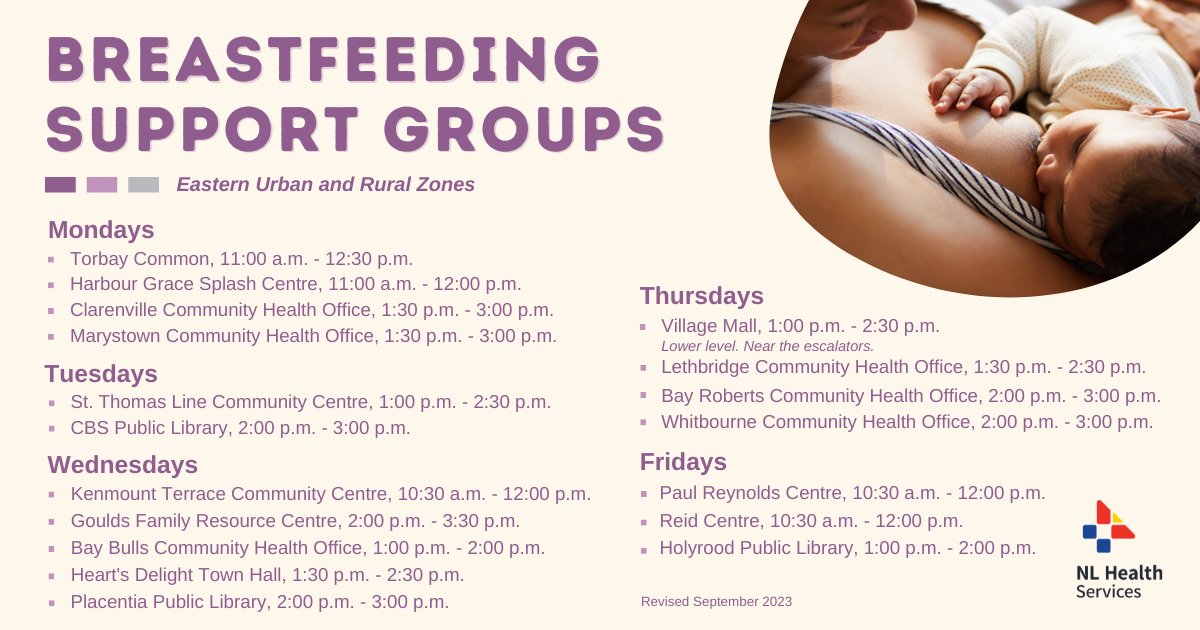 NL_HealthServ's tweet photo. Breastfeeding is the healthiest way to feed your baby!
To learn more about breastfeeding, attend a walk-in breastfeeding support group and visit the #HiWebsite: https://t.co/T9dPdDu5EN https://t.co/8D1xcCypKV
