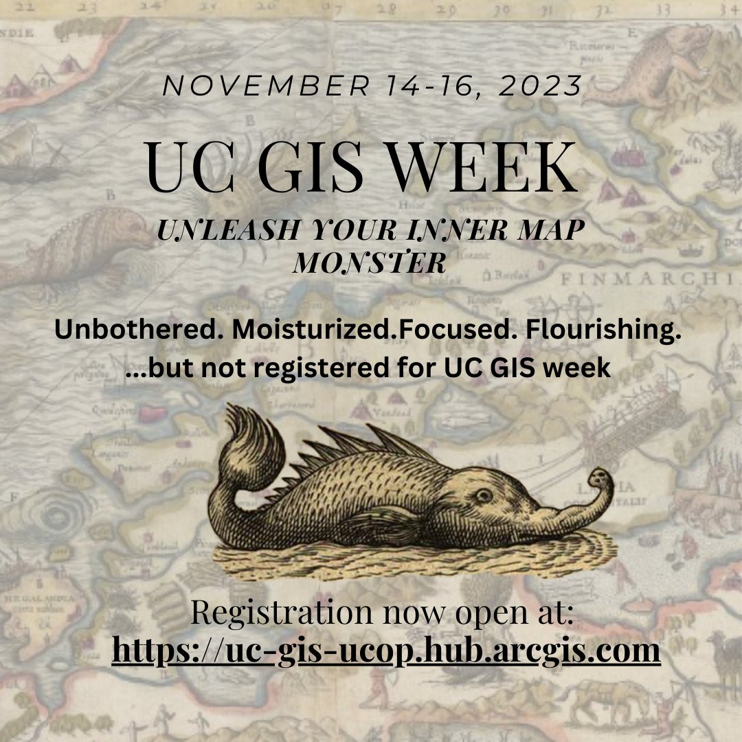 _ucgis's tweet photo. Registration is open for UC GIS Week! (and I'm going to keep making memes about it)
#mapmonster #gischat #gisday #ucgisweek #geospatial #GIS #Maps #Cartography https://t.co/Qo2ow9bmVN