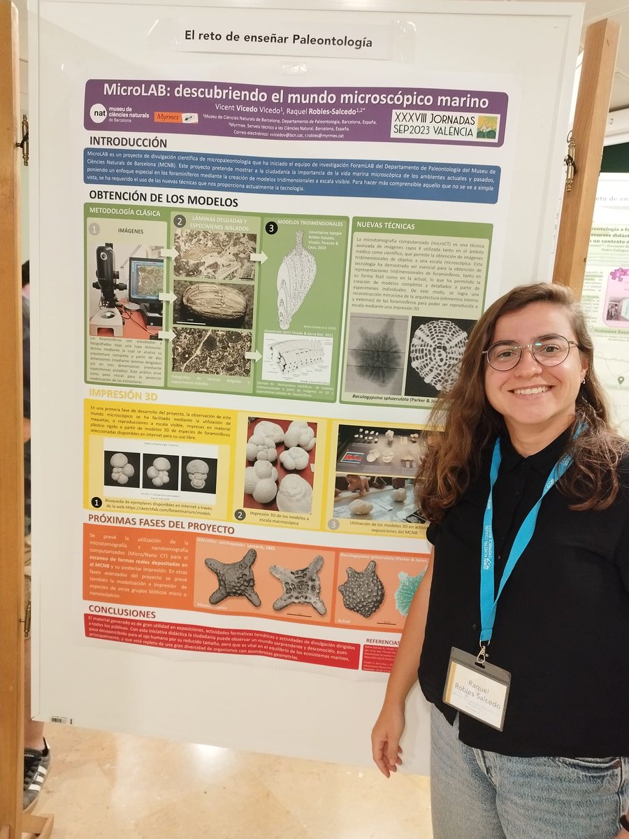 MCNBgeologia's tweet photo. Presentació del pòster del departament de #paleontologia del @museuciencies a la #SEP2023. Descubrim el món microscòpic marí! | Presentación del poster del depto. de #paleontología del #MCNB en la #SEP23. ¡Descubrimos el mundo microscópico marino! #forams https://t.co/ARmccUqW7h