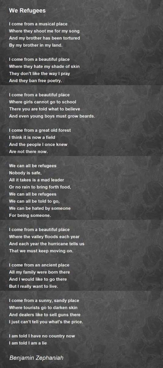 fabtic_ltd's tweet photo. “I come from an ancient place

All my #family were born there

And I would like to go there

But I really want to live” 

~ @BZephaniah 

#NationalPoetryDay 

#Refuge

#RefugeesWelcome https://t.co/DdcmvLGAFB