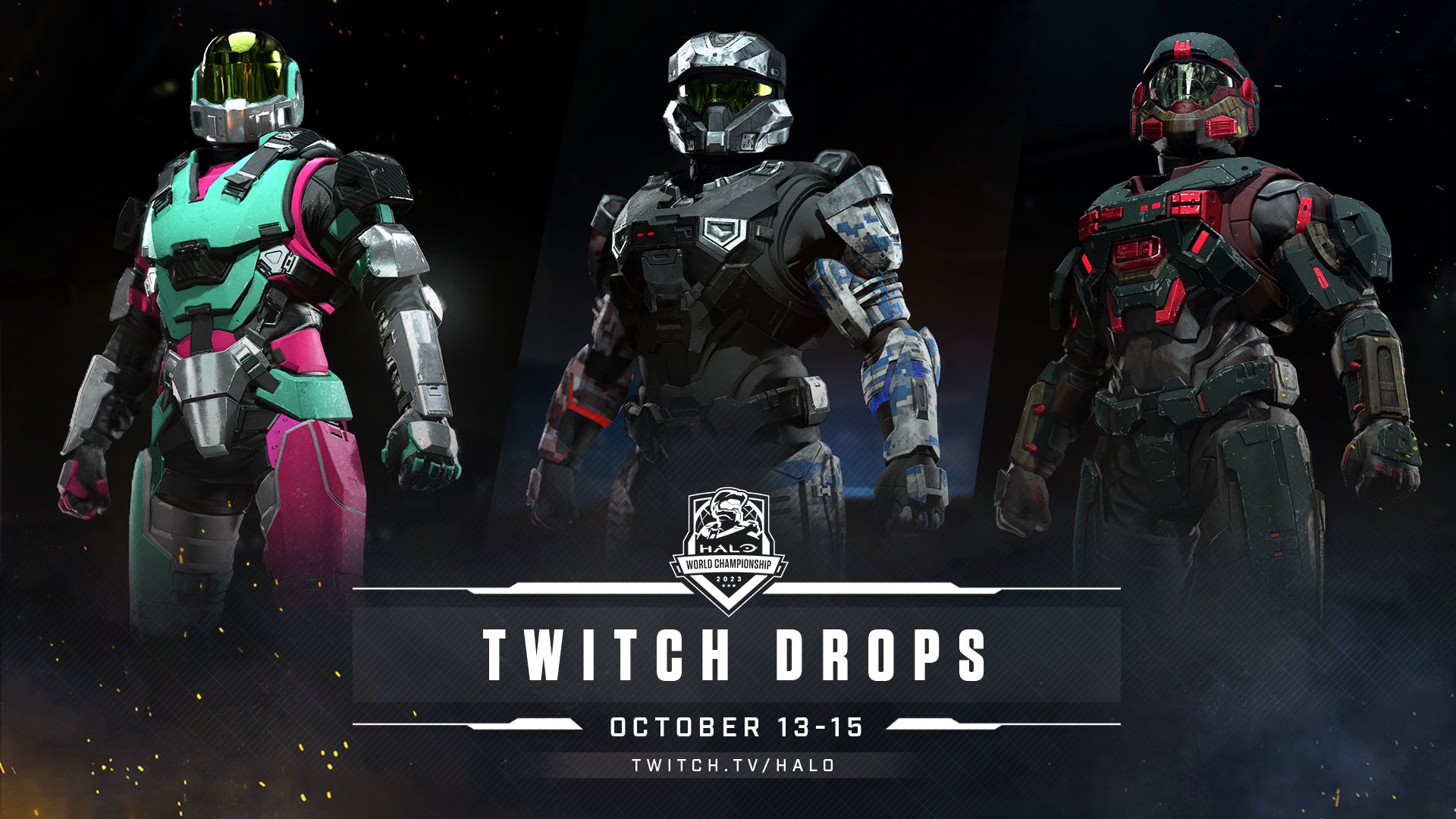 Halo Esports on X: Did someone say Twitch Drops? ๐ Brand new armor coatings and weapon charms will be up for grabs next weekend during the #HaloWC 2023! ๐
Oct 13-15 ๐