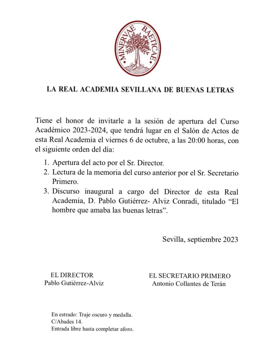 Real Academia Sevillana de Buenas Letras tweet media