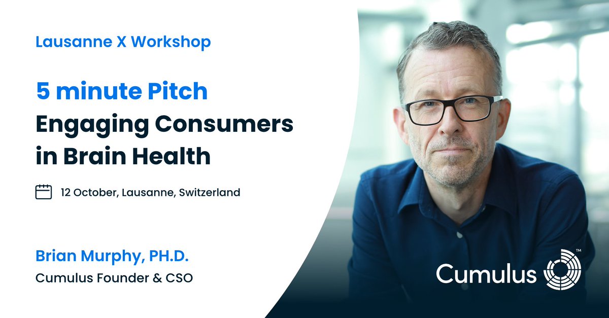 TaraACurran's tweet photo. Cumulus Neuroscience is excited to announce that CSO and Co-Founder Brian Murphy, PhD is a featured panelist at the upcoming Lausanne X Workshop on October 12th. #LausanneX #Alzheimers #EndAlzheimers #CNS

https://t.co/jpIvBj67oW https://t.co/07ElaSDWyd