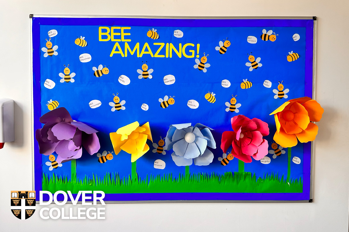 DoverCollege's tweet photo. We love this display in The Leo Wright Building, which captures so well our school values. 
#BeeRespectful #BeeHonest #BeeInclusive #BeeYourself #BeeTolerant #BeeFriendly https://t.co/NgNr6Wzdjs