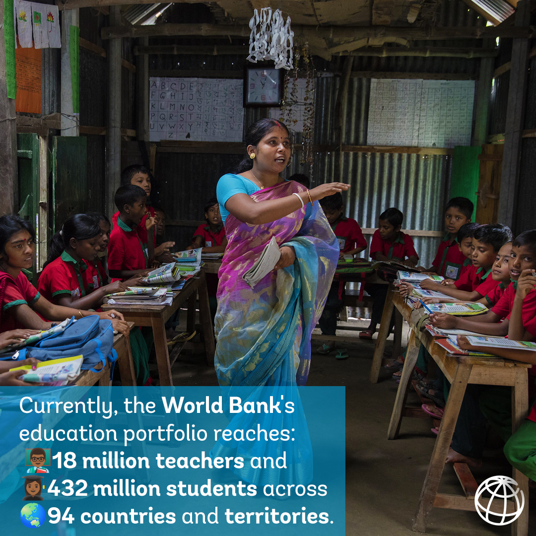 WBG_Education's tweet photo. 📣Let's put #teachers at the center of policymaking for student success!

👩🏾‍🏫On #WorldTeachersDay, Luis Benveniste, our @WorldBank Global Director for #Education, reflects on what we are doing collectively to support them in their key roles. 

ℹ️ https://t.co/VK1il2F5tM https://t.co/rAJoo3Xynv